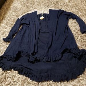 Pinkblush Navy Crocheted Cardigan (NWT)